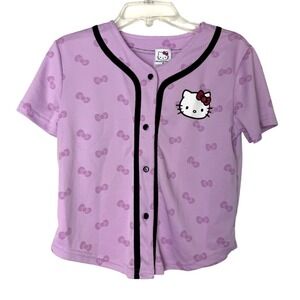 NWOT Sanrio Hello Kitty Logo Pink Bow Baseball Girl Jersey Size 12